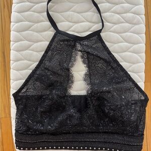 VS Black Lace Halter Bralette